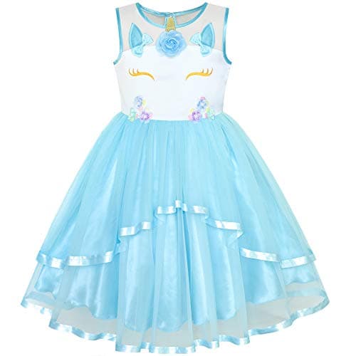 Fashion Girls Blue Wedding Party Bridesmaid Dress Size 4-12