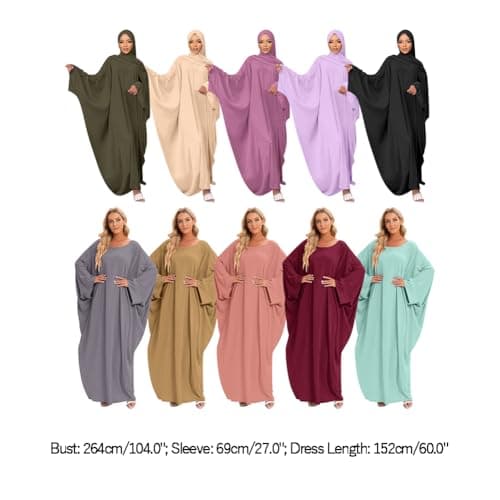 Abayas for Muslim Women - One-Piece Long Sleeve Islamic Prayer Dress
