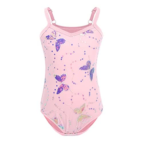 AFAVOM Girls' Glitter Butterfly Camisole Dance Tutu Skirt Leotard