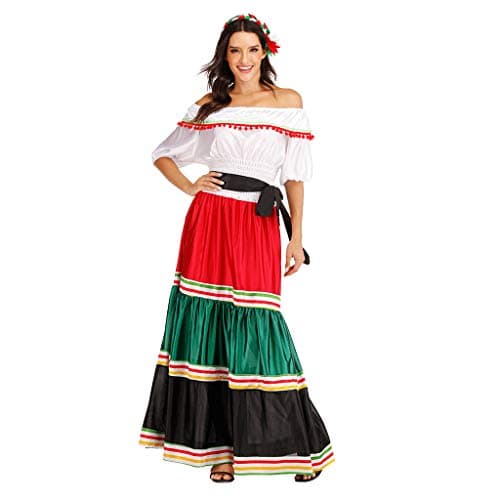 ReneeCho Women's Mexican Senorita Halloween Costume Blouse & Skirt