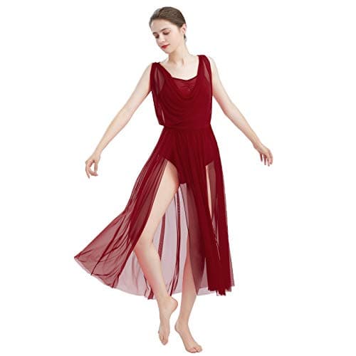 Contemporary Dance Costume for Women - V-Neck Backless Leotard with Tulle Skirt