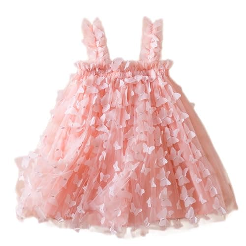 Nileafes Toddler Girl Summer Floral A-Line Sundress Sleeveless Beach Butterflies