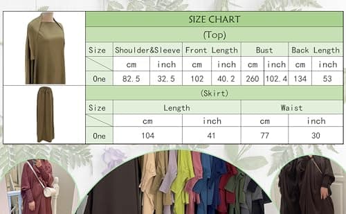 Zofocy Two-Piece Abaya Set for Muslim Women Elastic Sleeves Modest Prayer Dress