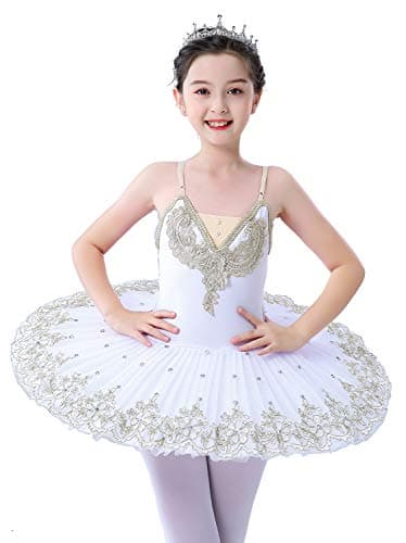ORIDOOR Girl's Lace Sequin Tutu Skirted Leotard Ballet Costume