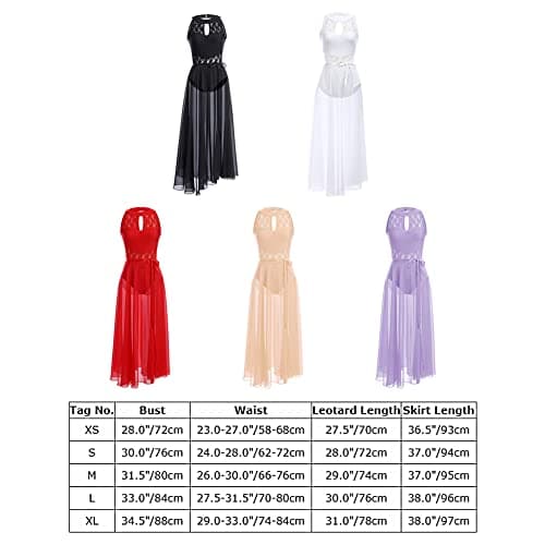 Lyrical Dance Costume for Women - Leotard and Long Wrap Skirt