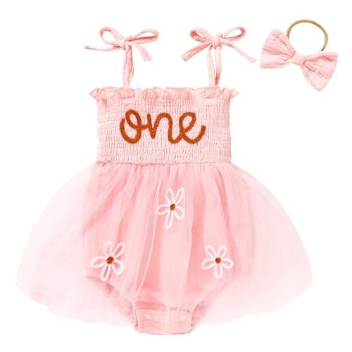 TITKKOP Baby Girl 1st Birthday Tulle Romper Sleeveless Bodysuit Cake Smash Outfits