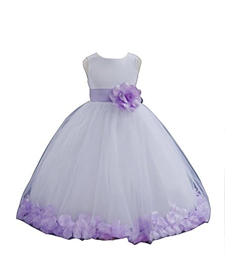 ekidsbridal White Floral Rose Petals Flower Girl Dress