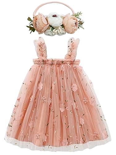 Rainbow Tutu Dress with Flower Headband for Toddlers
