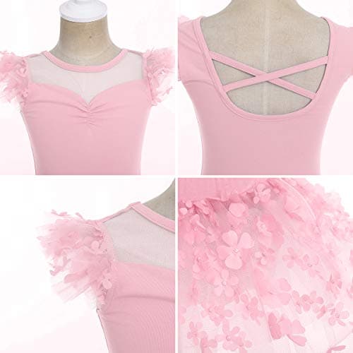 ODASDO Kids Girls Ballet Dance Leotard + Petals Tutu Skirt 3-10 Years