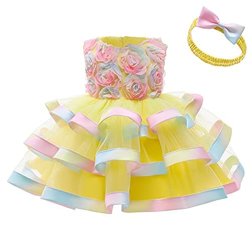 3M-6T Girls Elegant Ruffle Flower Dress for Pageant Party Wedding