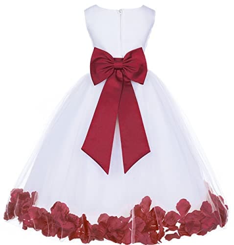 Ekid's Bridal Ivory Tulle Floral Petals Toddler Girl Dress 302T