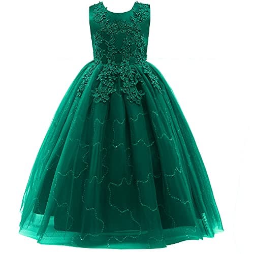 Weileenice Little/Big Girls Lace Bridesmaid Dress
