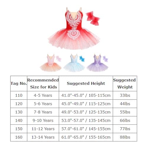 Girl's Ballet Tutu Dress for Ice Skating Performance