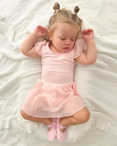 Pink Ruffle Sleeve Ballet Outfit for Toddler Girls
