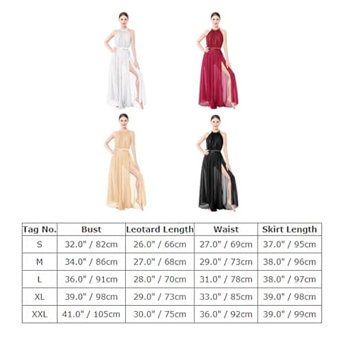 Lyrical Dance Costume for Women: Metallic Leotard and Maxi Skirt Set