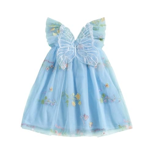 Shibaozi Toddler Flower Butterflies Sleeveless Romper Dress