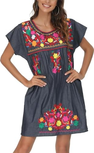 Mexican Embroidered Dress for Women