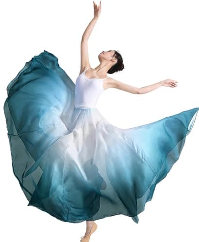 TLMNU Women's Gradient Chiffon Long Swing Skirt for Modern Ballet Performance