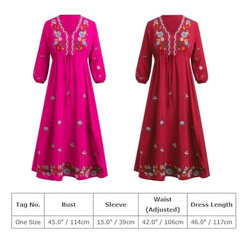 Mexican Embroidered Peasant Dress for Women