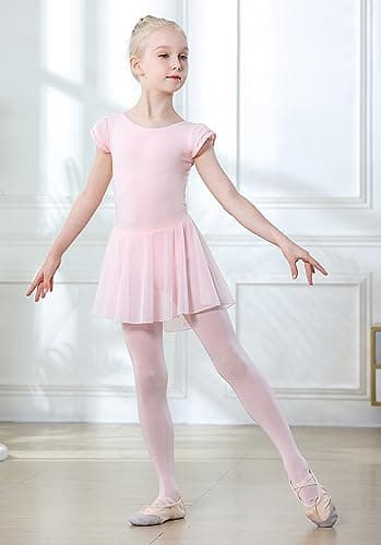 DIPUG Girls' Ballet Leotard with Skirt and Flutter Sleeves