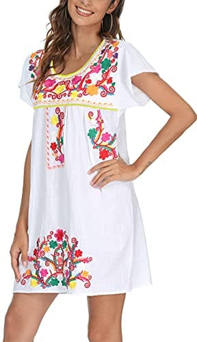 Mexican Embroidered Dress for Women