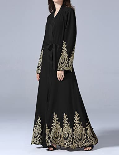 WSPLYSPJY Embroidered Women's Open Abaya Muslim Dress Dubai Kaftan Robe