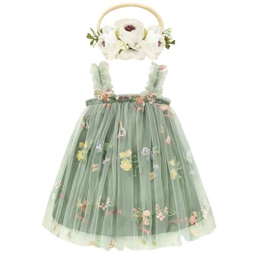 GRNSHTS Toddler Girl Floral Tutu Dress with Headband