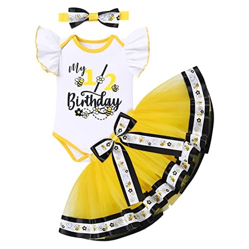 Baby Girl Unicorn Bee Theme Birthday Party Outfit
