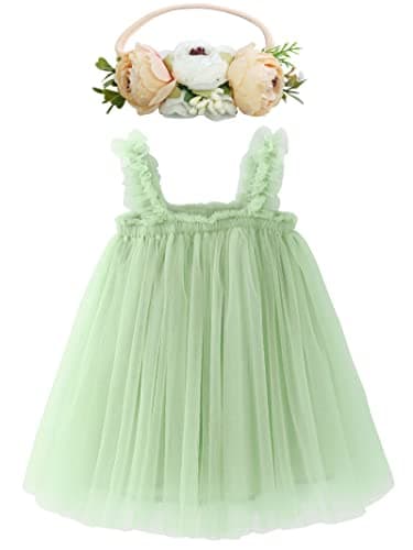 Rainbow Tutu Dress with Flower Headband for Toddlers