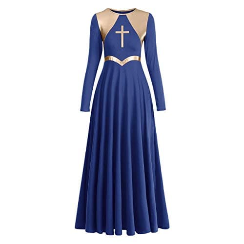 IBAKOM Women's Liturgical Praise Dance Dress Loose Fit Long Sleeve