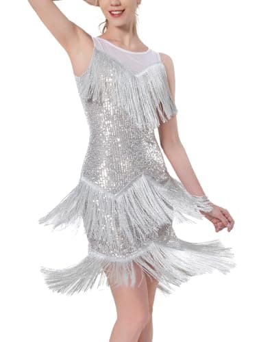 Women's Latin Dance Dress with Fringe and Sequins for Ballroom Dancing