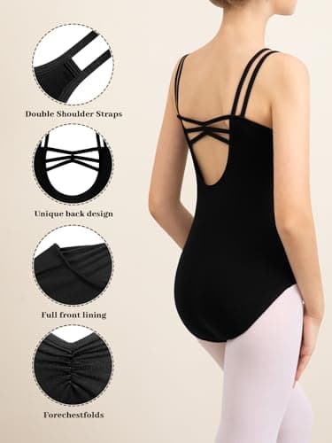 DANSHOW Girls' Pinch V-Neck Ballet Dance Leotard