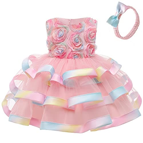 3M-6T Girls Elegant Ruffle Flower Dress for Pageant Party Wedding