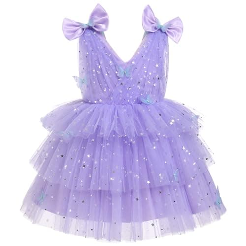 IMEKIS Toddler Girls Rainbow Butterfly Birthday Tutu Dress