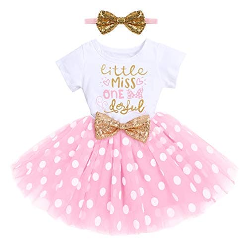 ODASDO Baby Girl 1st/2nd/3rd Birthday Princess Tulle Dress with Headband