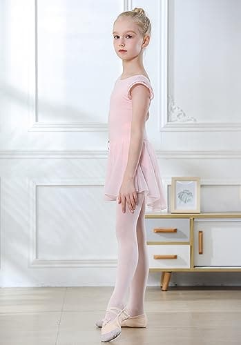 DIPUG Girls' Ballet Leotard with Skirt and Flutter Sleeves