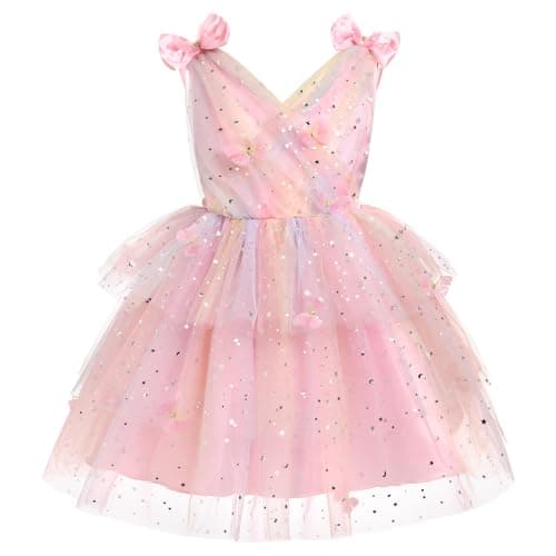 IMEKIS Toddler Girls Rainbow Butterfly Birthday Tutu Dress