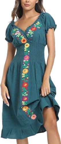 Mexican Embroidered Casual Dress for Women