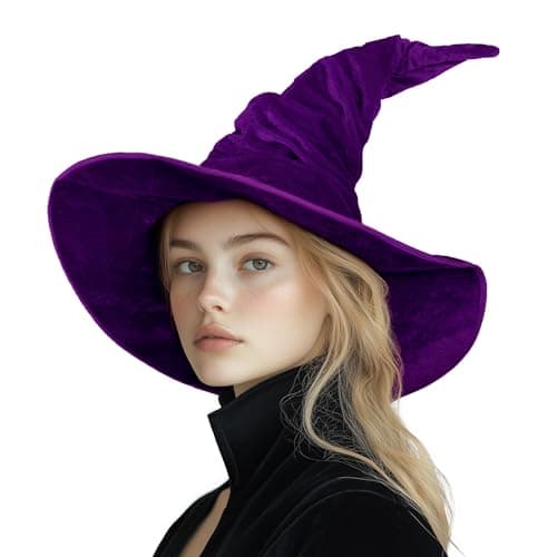 MCJC Witch Hat, Ruched Wide Brim, Halloween Masquerade Party Accessory