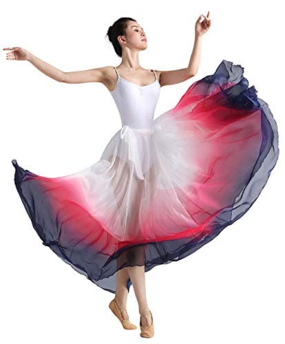 ORIDOOR Graduated Color 35" Lyrical Dance Skirt for Women