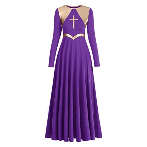 IBAKOM Women's Liturgical Praise Dance Dress Loose Fit Long Sleeve