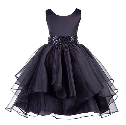 ekidsbridal Asymmetric Ruffled Organza Sequin Flower Girl Dress