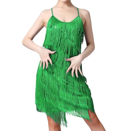 Women's Sequin Tassel Latin Dance Dress for Salsa and Tango ballroom Dancing