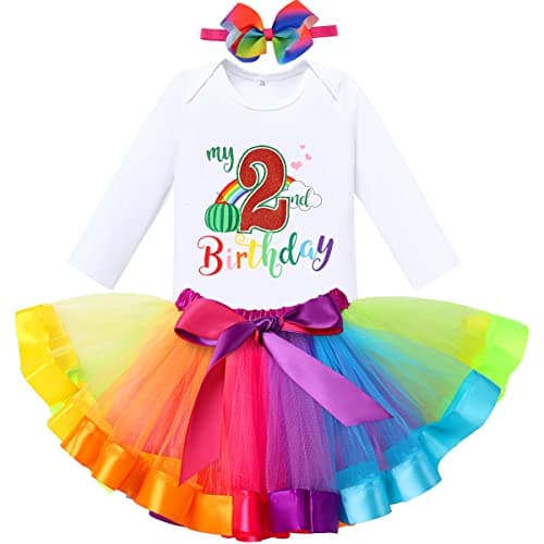 IDOPIP Rainbow Tutu Watermelon Romper for Baby Girls' 1st Birthday