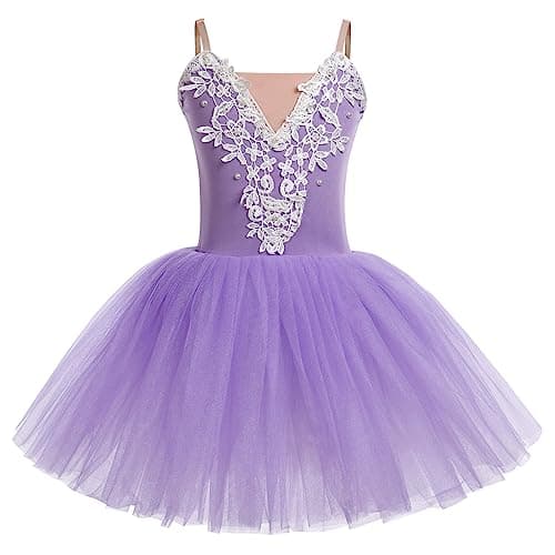 Girl's Velvet Tutu Ballet Dress - Spaghetti Straps Gymnastics Leotard