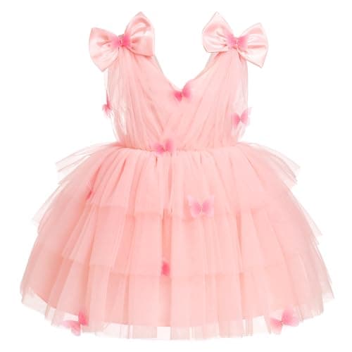 IMEKIS Toddler Girls Rainbow Butterfly Birthday Tutu Dress