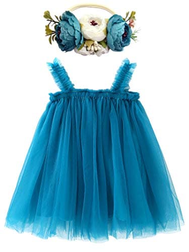 Rainbow Tutu Dress with Flower Headband for Toddlers