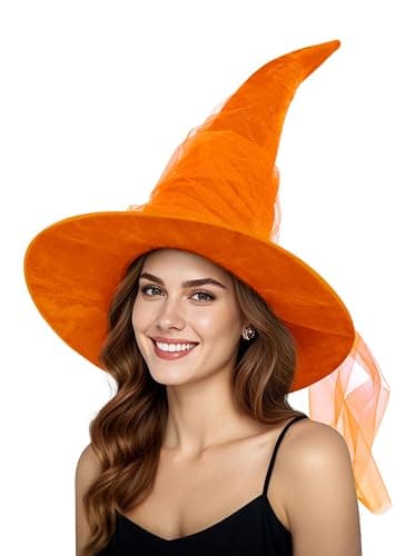 JEGERMIG Women's Oversized Masquerade Witch Hat with Velvet Brim Party Accessory