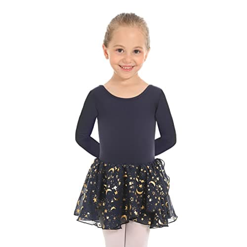Phineein Girls' Sparkle Ballet Leotard with Skirt