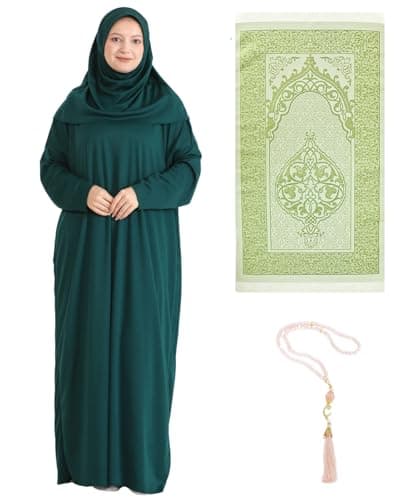 Prien Women's Hijab Rug Tasbih Islamic Prayer Dress for Eid Ramadan
